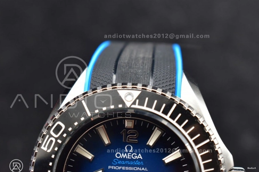 TF 1:1 6000M Dial Seamaster Black Deep Black Strap Ceramic Ultra A2824 Edition Bezel on Blue Rubber SS Best 0302